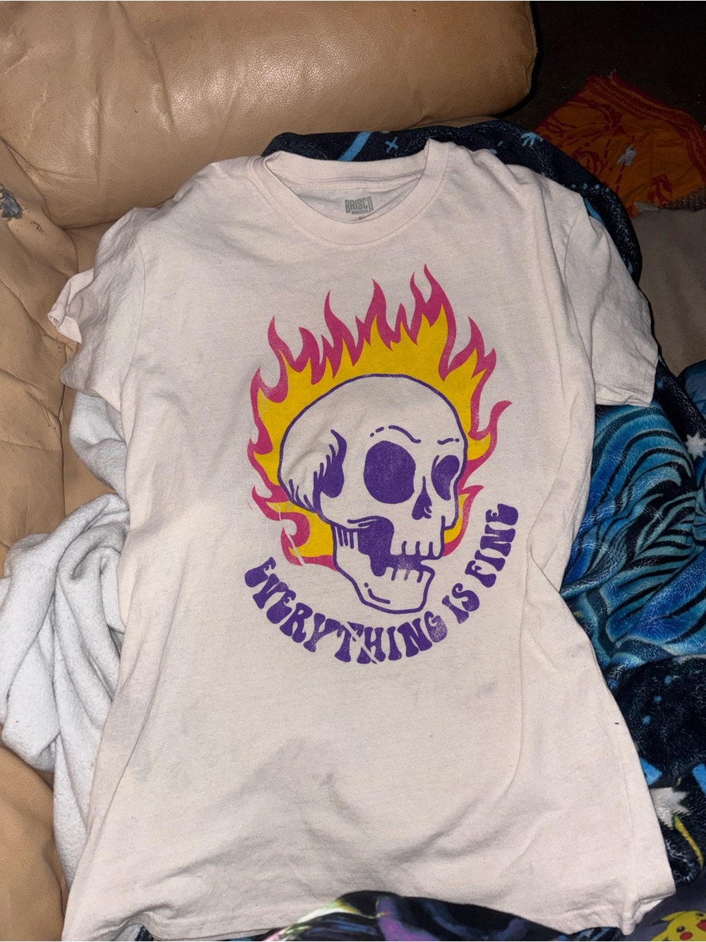 Graphic T-Shirt Everything’s Fine T-Shirt Skull Flames